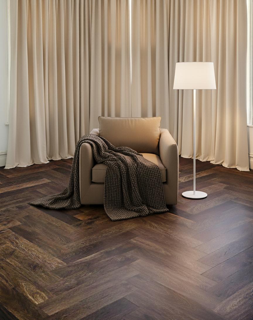BLACK FRIDAY | 20.5mm Black Oak Whalebone | Herringbone plank
